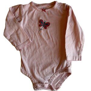 🦋5/$10 | Baby Girl Butterfly & Stripe Long Sleeve Bodysuit 12M Carter's